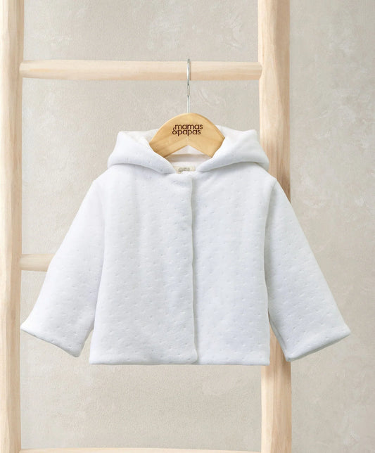 Mamas & Papas Velour Hooded Jacket - White Jacket