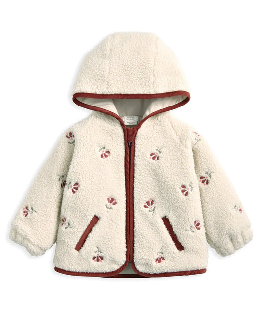 Hooded Borg Jacket - Cream