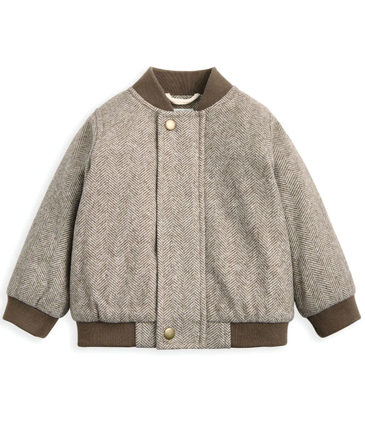 Herringbone Bomber Jacket - Oatmeal