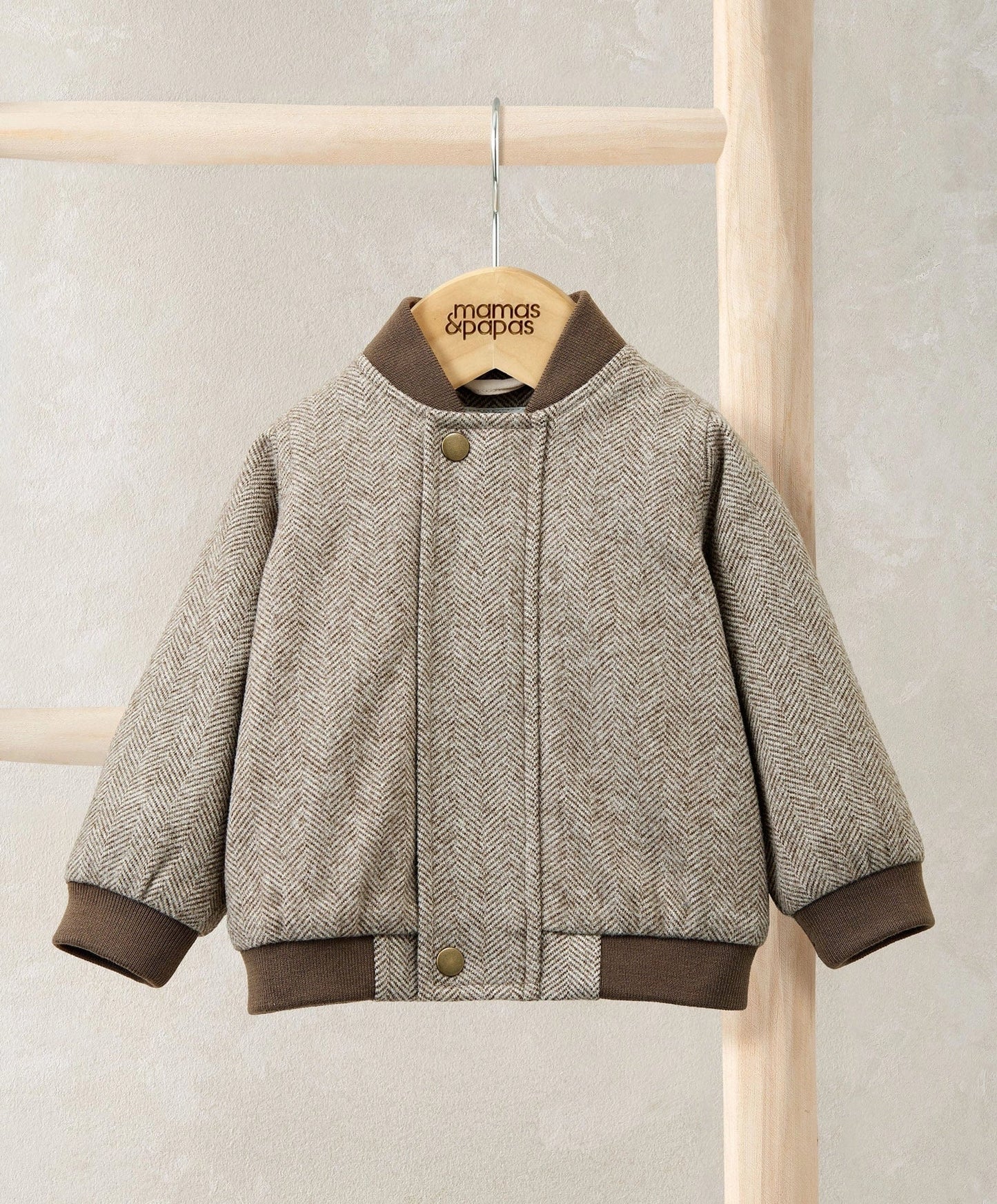 Mamas & Papas Herringbone Bomber Jacket - Oatmeal Jacket