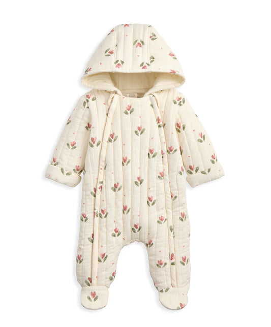 Tulip Print Pramsuit - Cream