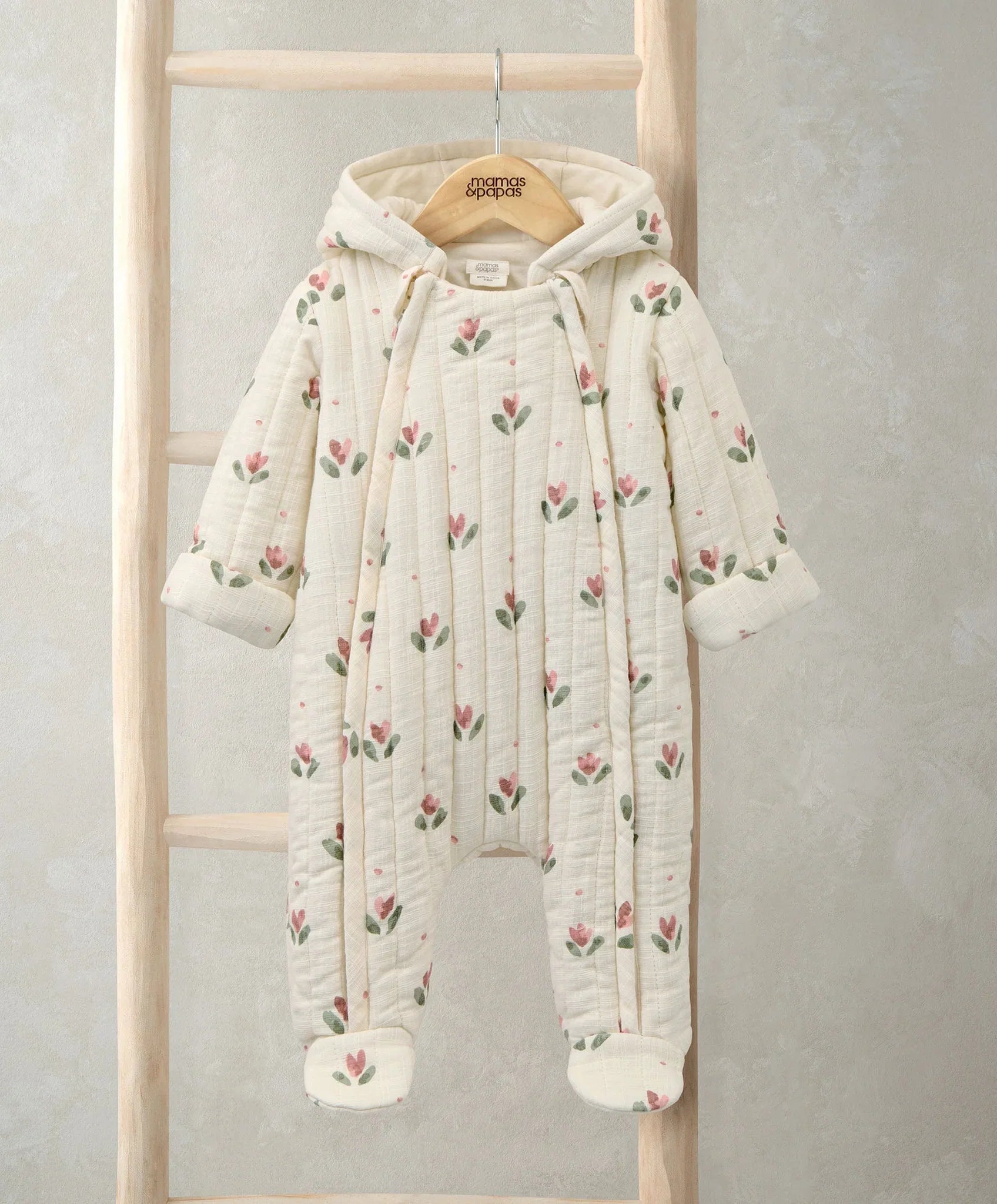 Mamas & Papas Tulip Print Pramsuit - Cream Pramsuit