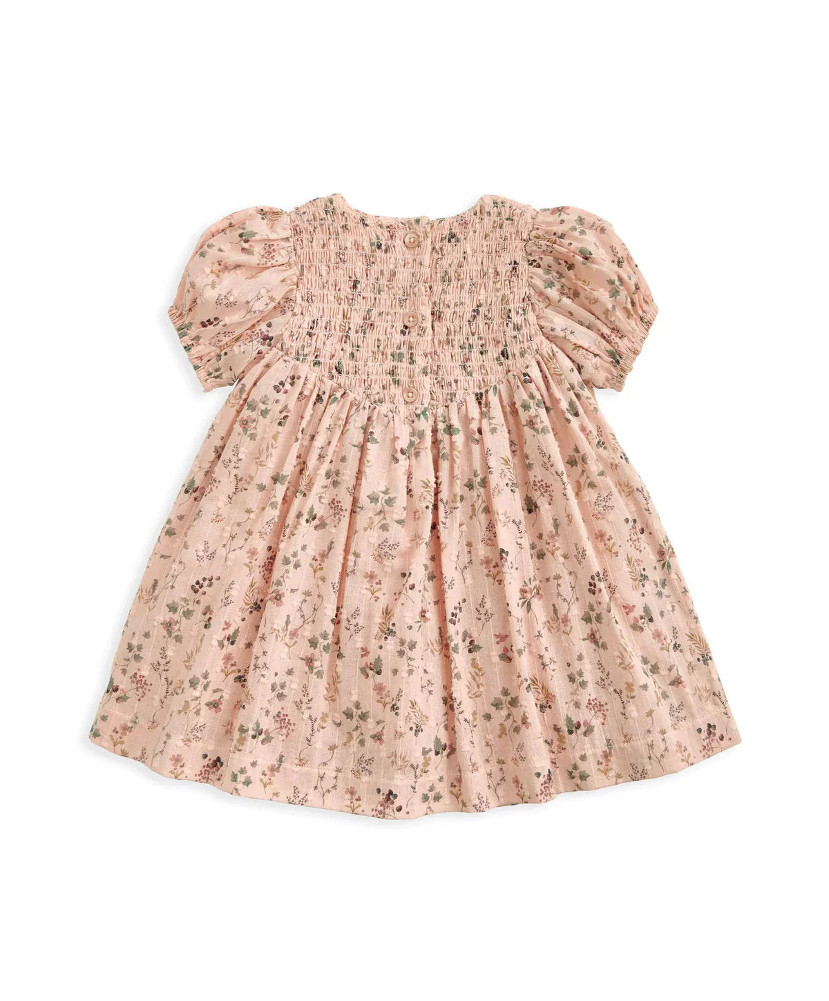 Ditsy Floral Dress with Smocked Yoke - Pink