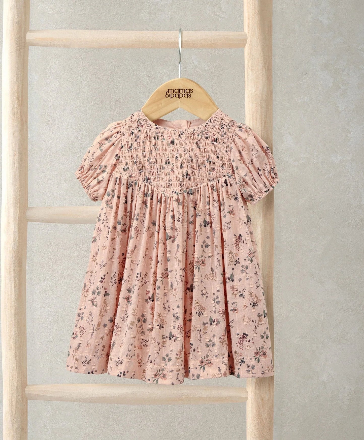 Mamas & Papas Ditsy Floral Dress with Smocked Yoke - Pink Dress