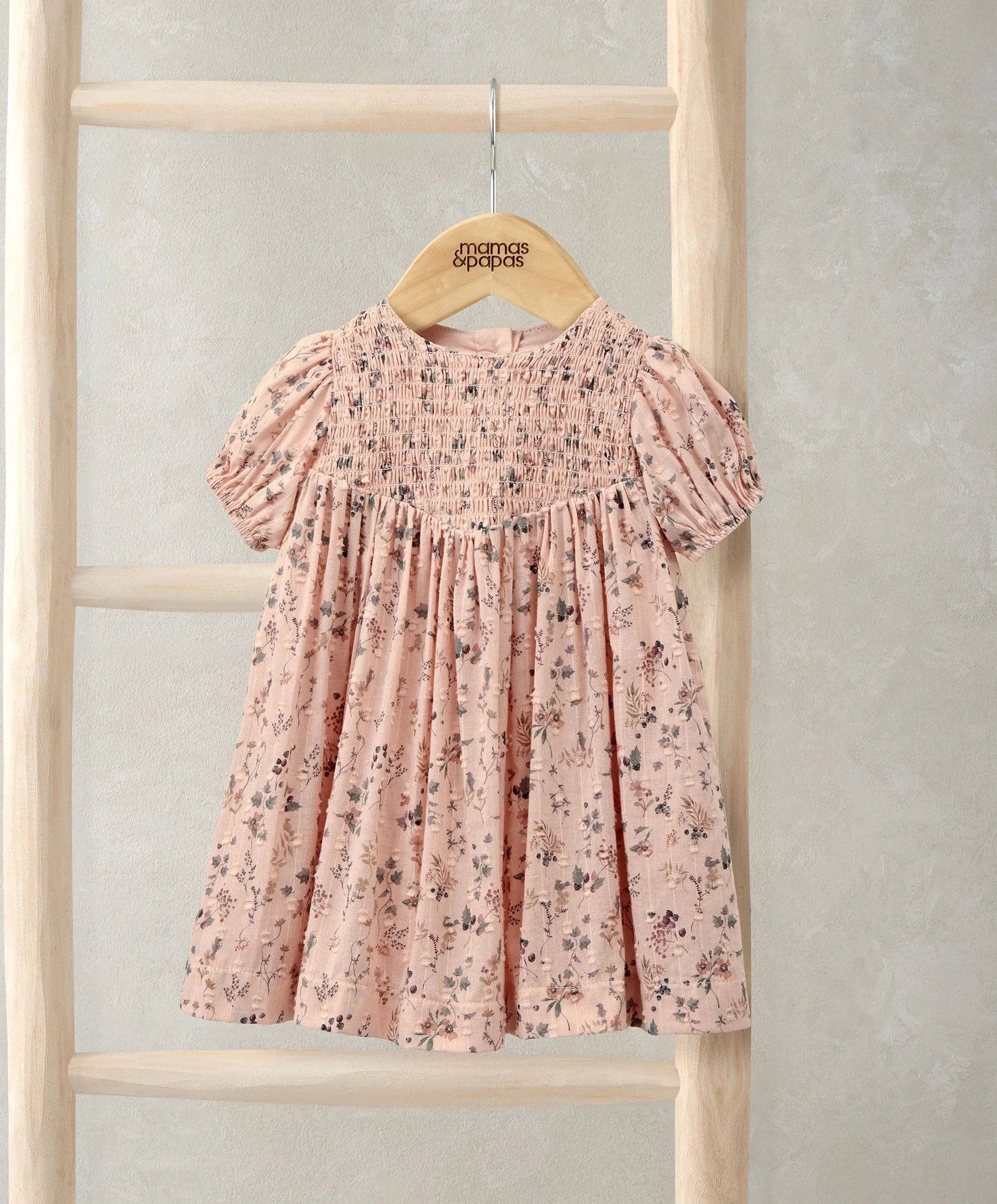 Mamas & Papas Ditsy Floral Dress with Smocked Yoke - Pink Dress