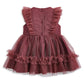 Frill Shoulder Tulle Dress - Pink