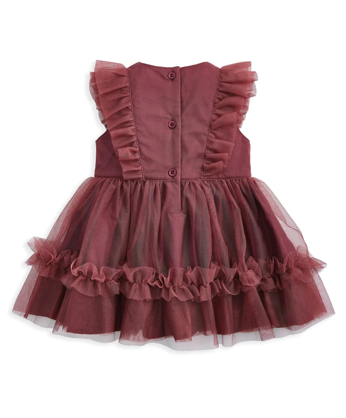 Frill Shoulder Tulle Dress - Pink