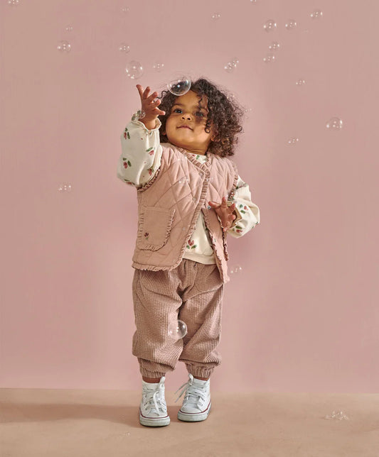 Cord Quilted Gilet – Pink