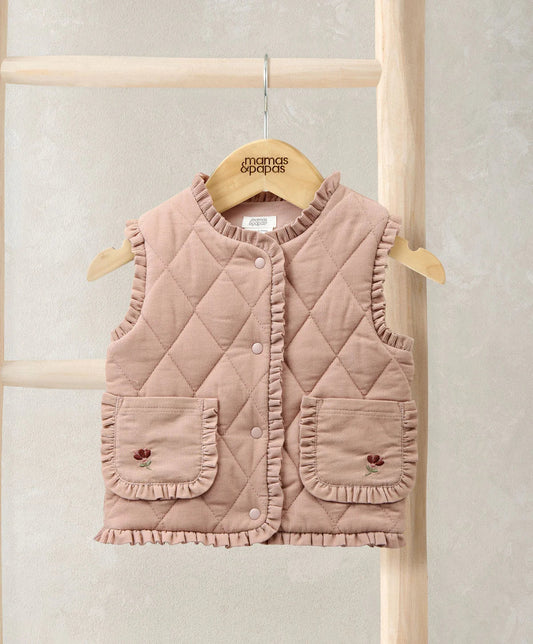 Mamas & Papas Cord Quilted Gilet – Pink Gilet