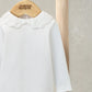 Embroidered Peter Pan Collar Bodysuit - White