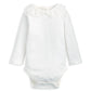 Embroidered Peter Pan Collar Bodysuit - White