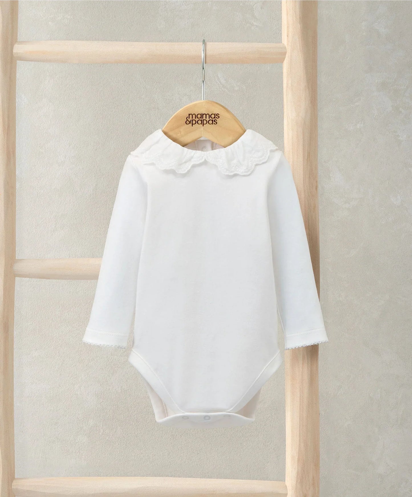 Mamas & Papas Embroidered Peter Pan Collar Bodysuit - White Bodysuit