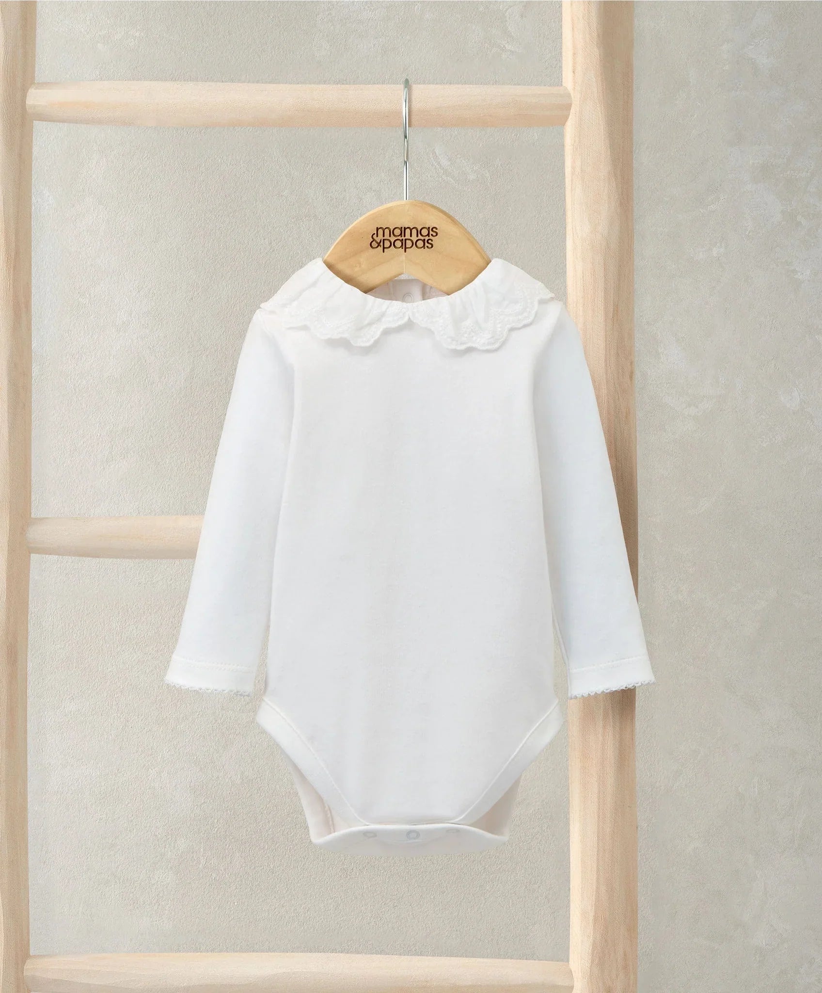 Mamas & Papas Embroidered Peter Pan Collar Bodysuit - White Bodysuit