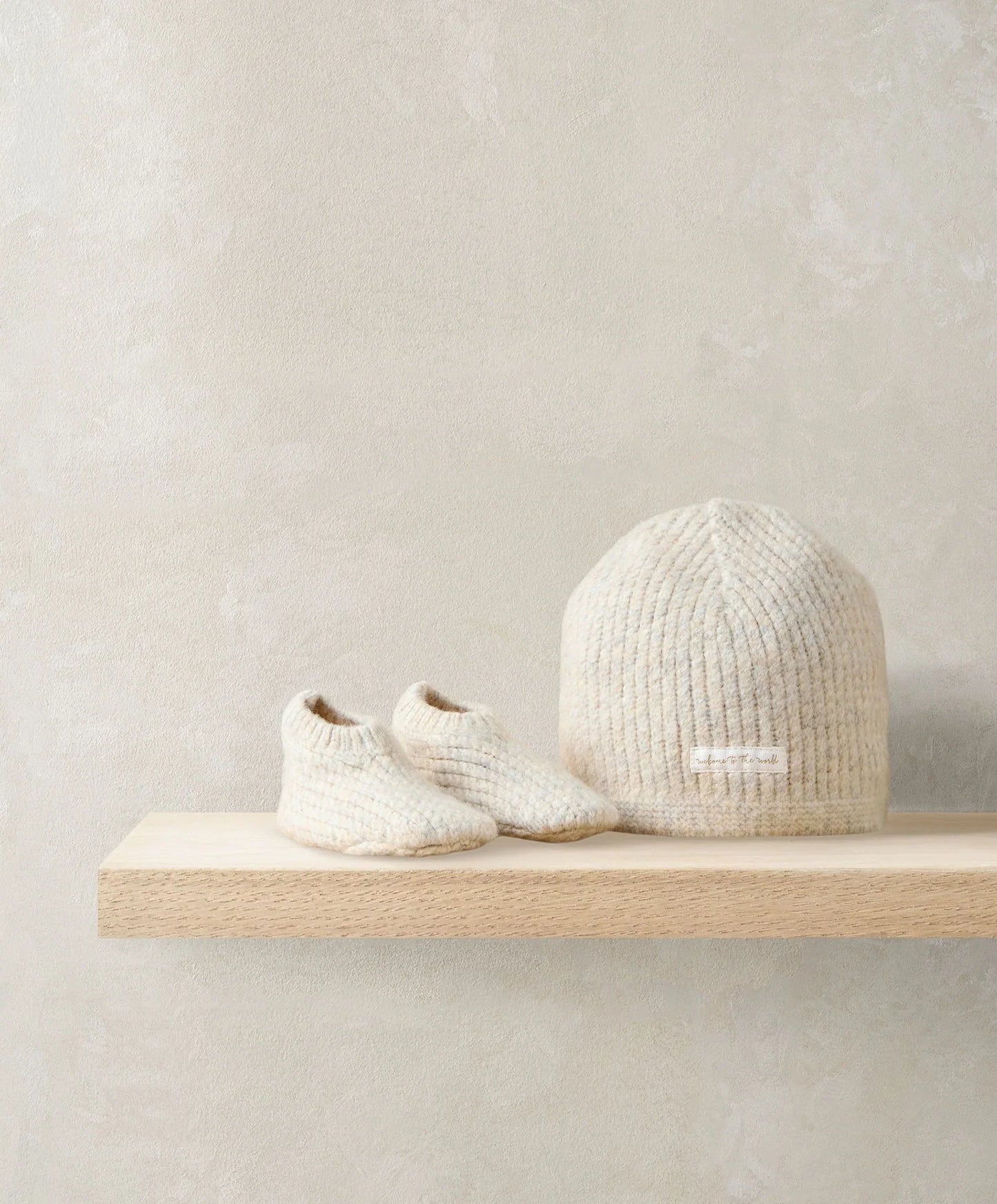 Mamas & Papas Waffle Knit Hat & Booties Set (2 Pieces) - Oatmeal Hat