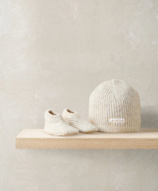 Mamas & Papas Waffle Knit Hat & Booties Set (2 Pieces) - Oatmeal Hat