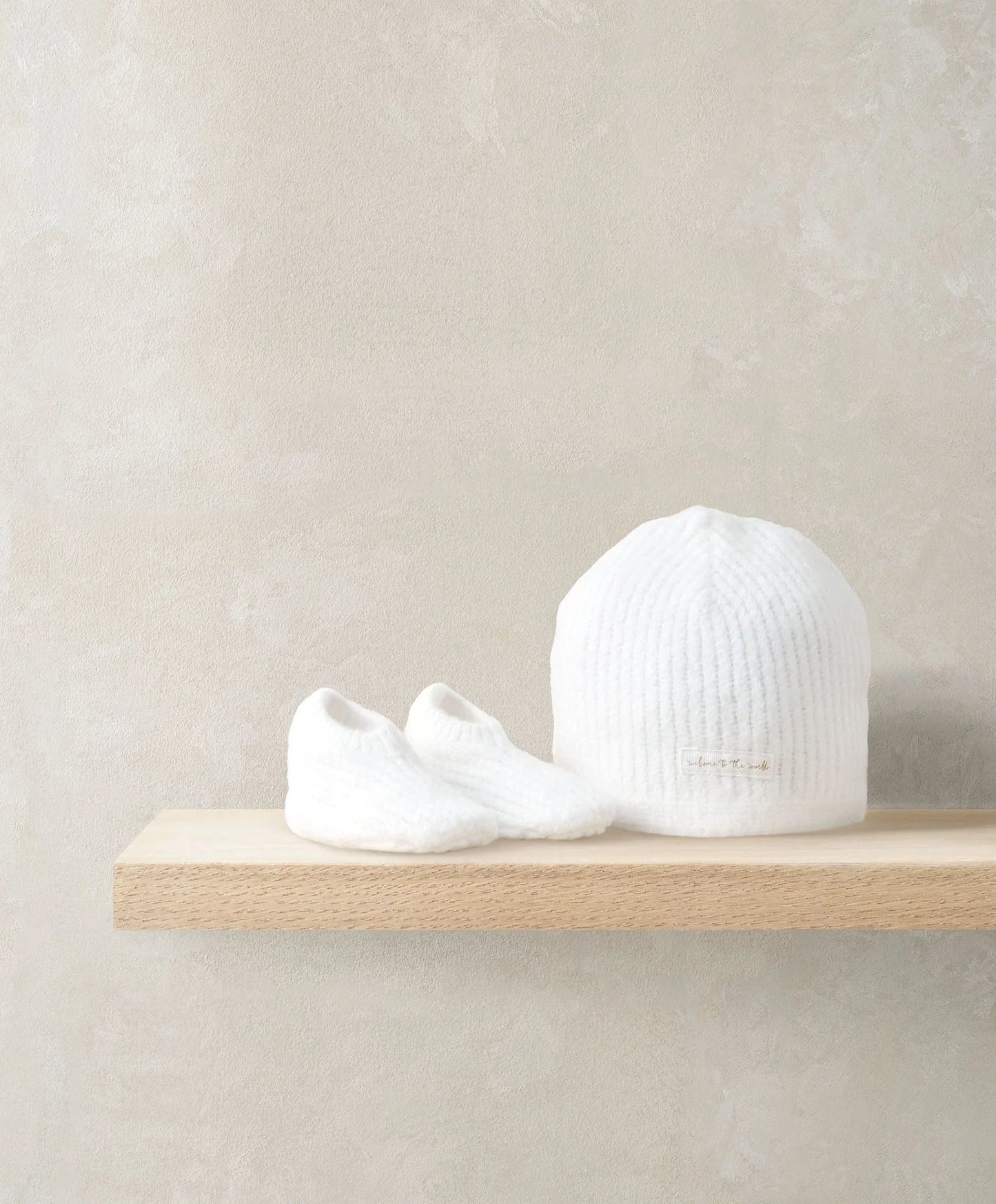 Mamas & Papas Waffle Knit Hat & Booties Set - White Hat