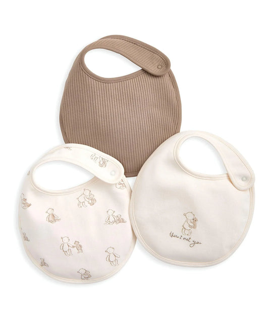 Bear Print & Embroidered Bibs (Pack of 3)