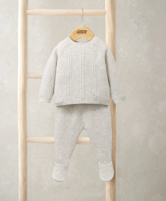 Mamas & Papas Cable Knit Top & Bottoms Set (2 Pieces) - Grey Bodysuit