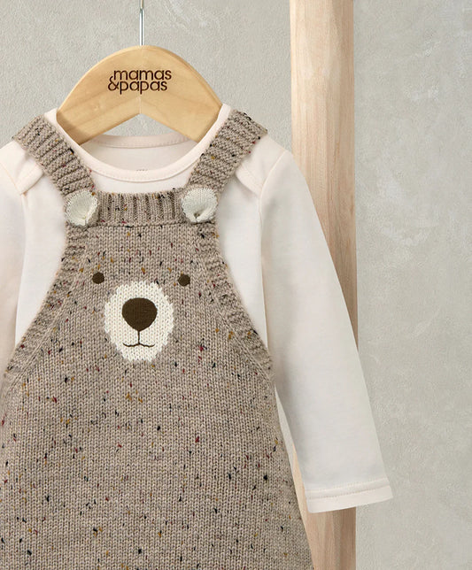 Knitted Bear Dungarees & Bodysuit Set (2 Pieces)