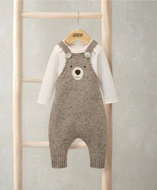 Mamas & Papas Knitted Bear Dungarees & Bodysuit Set (2 Pieces) Dungaree