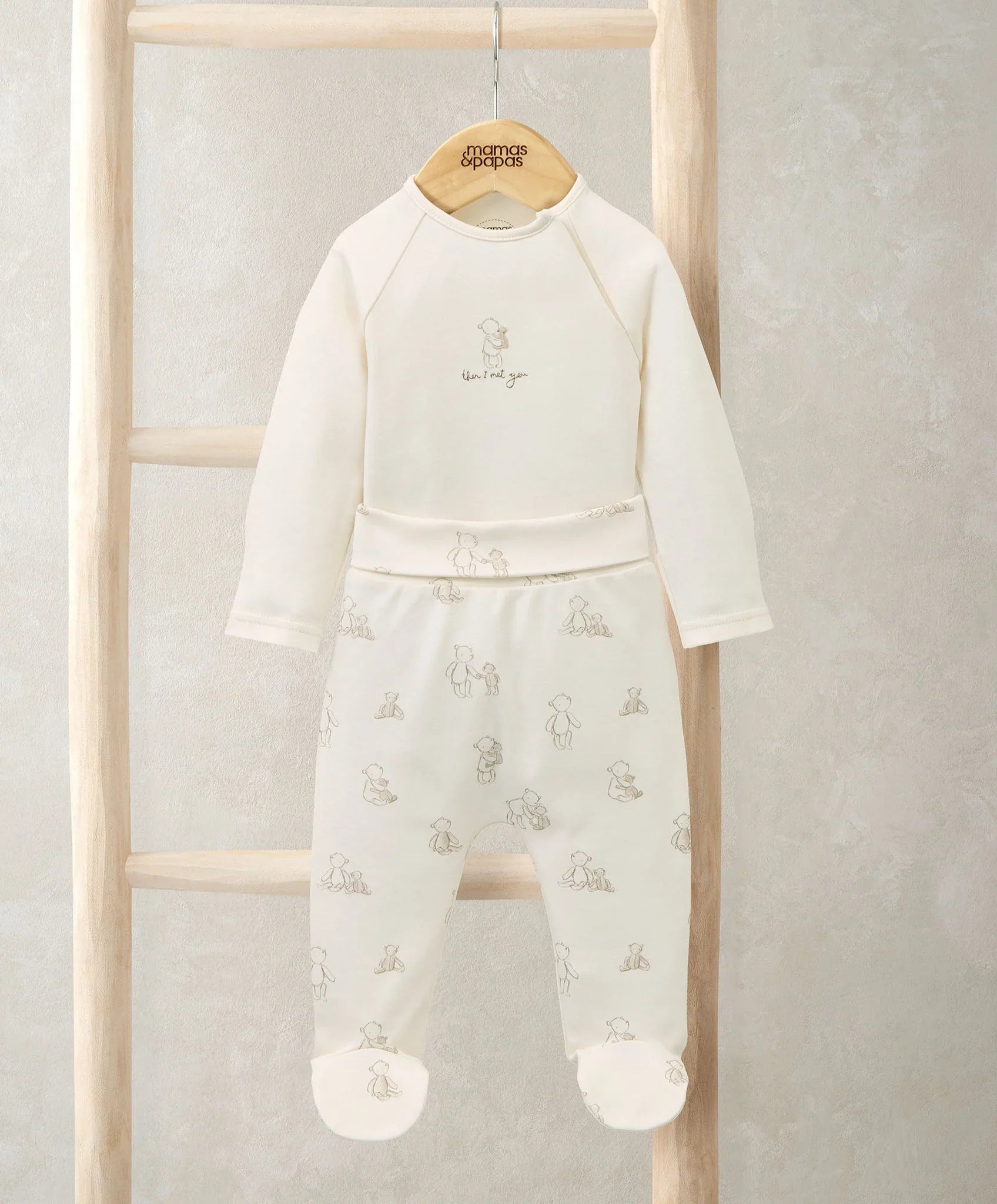 Mamas & Papas Bear Print Bodysuit & Bottoms Set (2 Pieces) Bodysuit