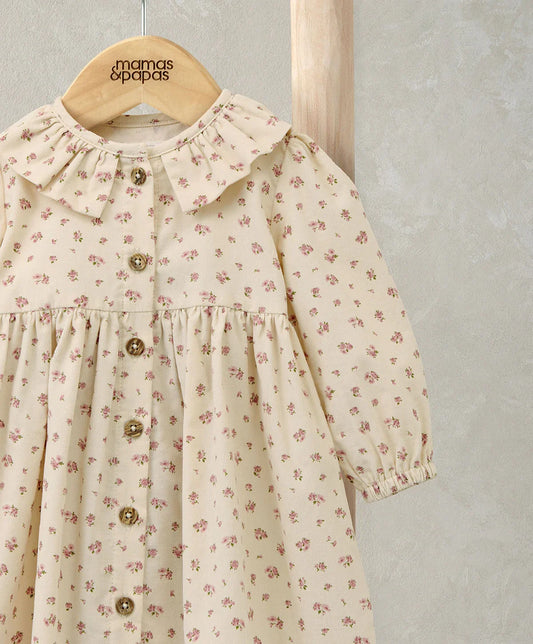 Ditsy Rose Dress & Tights Set (2 Pieces) - Cream