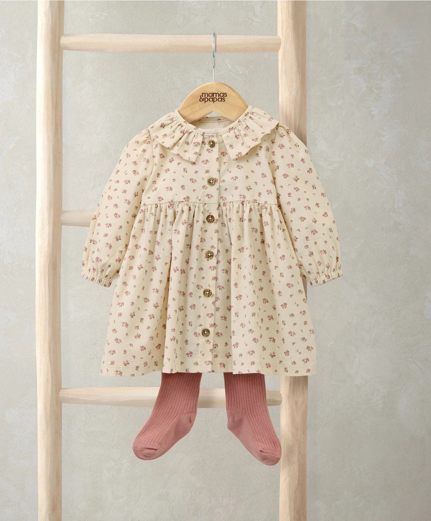 Mamas & Papas Ditsy Rose Dress & Tights Set (2 Pieces) - Cream Dress
