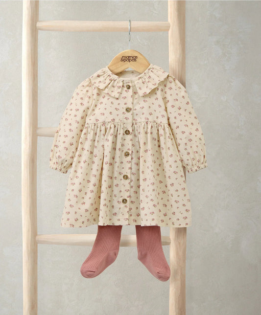 Mamas & Papas Ditsy Rose Dress & Tights Set (2 Pieces) - Cream Dress