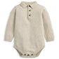 Oatmeal Knit Polo Bodysuit & Bottoms Set (2 Pieces)