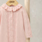 Diamond Stitch Knitted Romper with Frill Collar - Pink