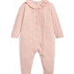 Diamond Stitch Knitted Romper with Frill Collar - Pink
