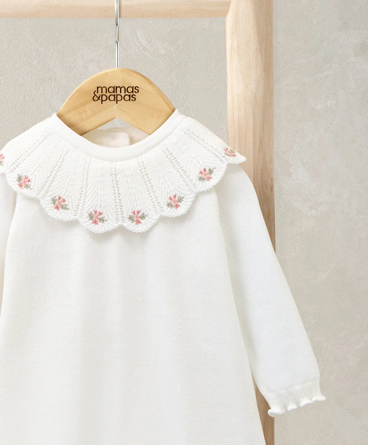 Embroidered Scallop Collar Romper with Frill Trim