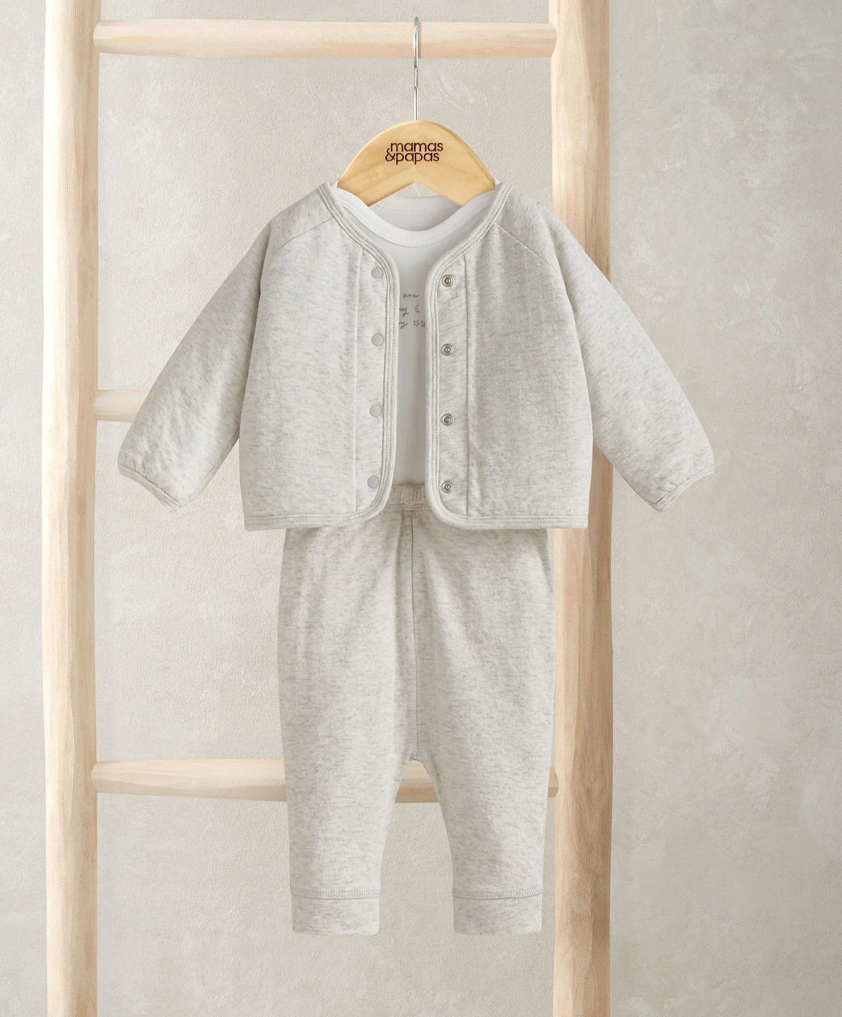 Mamas & Papas Jacket Bodysuit & Leggings Set (3 Pieces) – White Outfit Set