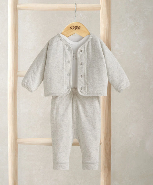 Mamas & Papas Jacket Bodysuit & Leggings Set (3 Pieces) – White Outfit Set