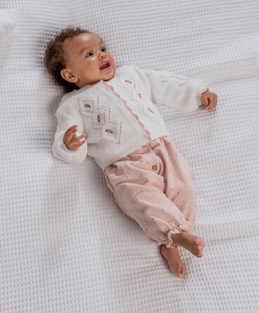 Embroidered Cable Knit Cardigan