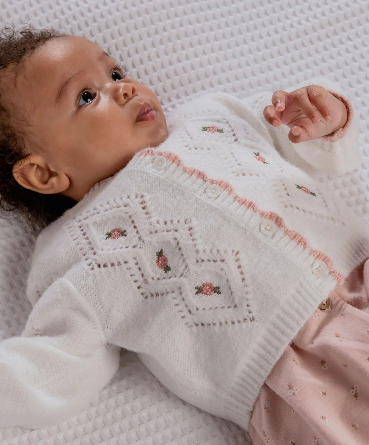 Embroidered Cable Knit Cardigan