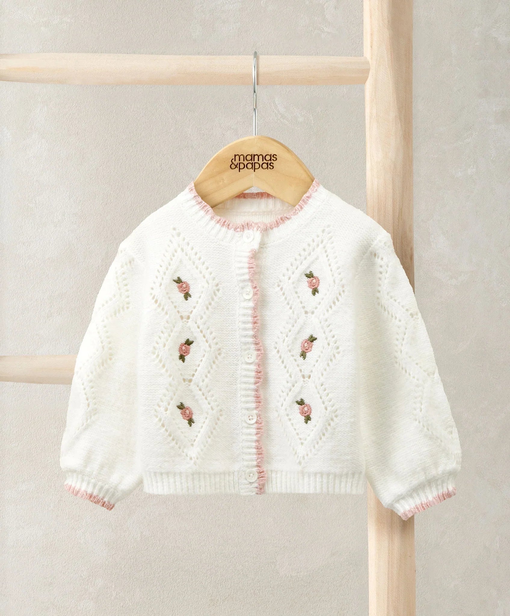Mamas & Papas Embroidered Cable Knit Cardigan Cardigan