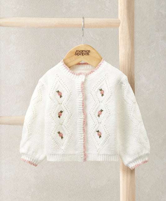Mamas & Papas Embroidered Cable Knit Cardigan Cardigan