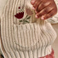 Embroidered Knitted Cardigan - Cream