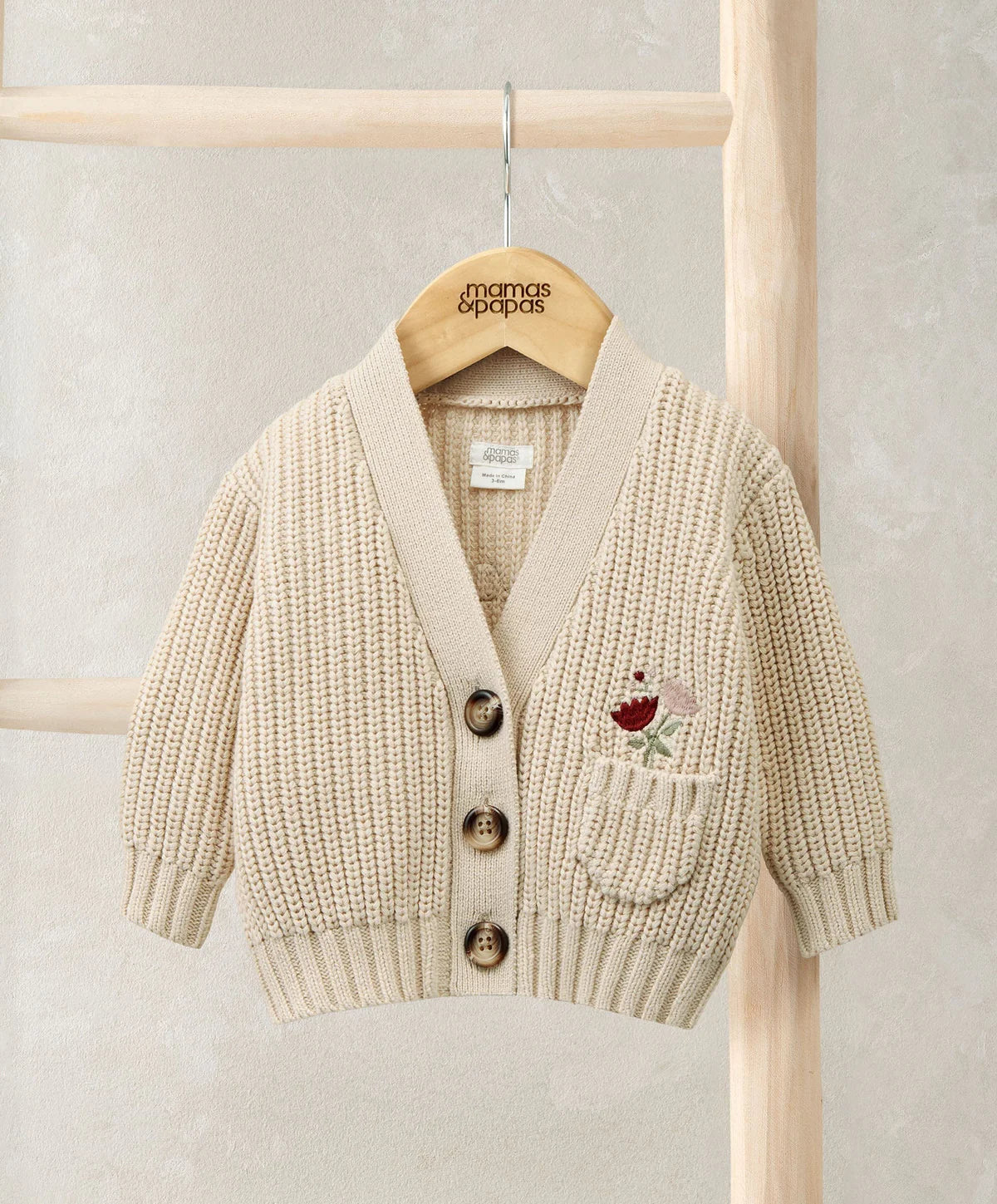 Mamas & Papas Embroidered Knitted Cardigan - Cream Cardigan