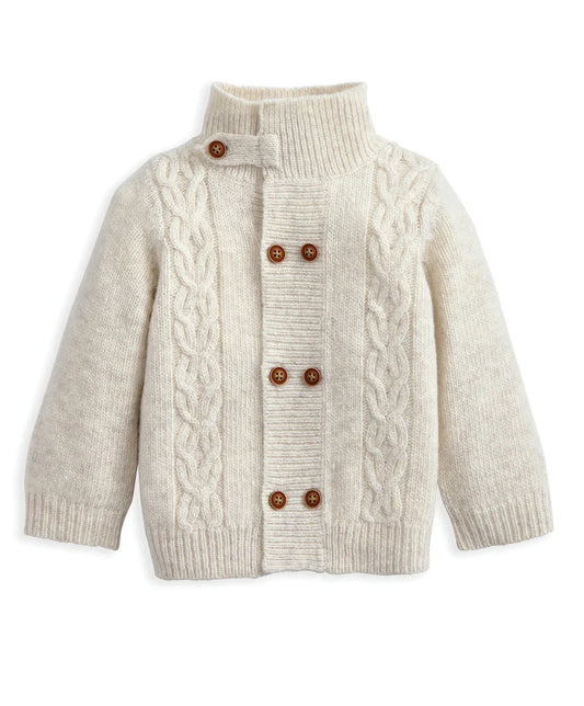 Funnel Neck Cable Knit Cardigan