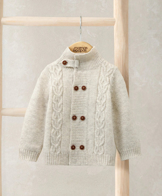 Mamas & Papas Funnel Neck Cable Knit Cardigan Cardigan