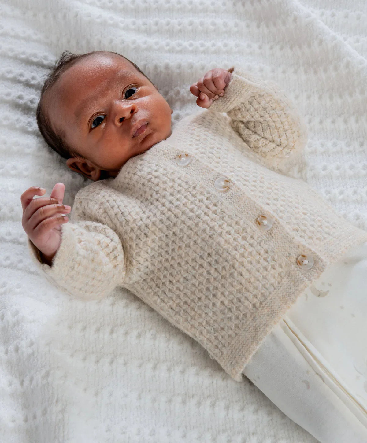 Knitted Cardigan with Button Fastening - Oatmeal