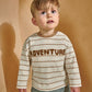 Striped T-Shirt with Boucle Adventure Detail - Cream