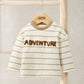 Mamas & Papas Striped T-Shirt with Boucle Adventure Detail - Cream T-shirt