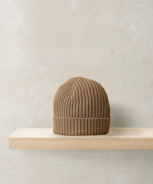 Mamas & Papas Stripe Knit Beanie Hat - Beige Beanie