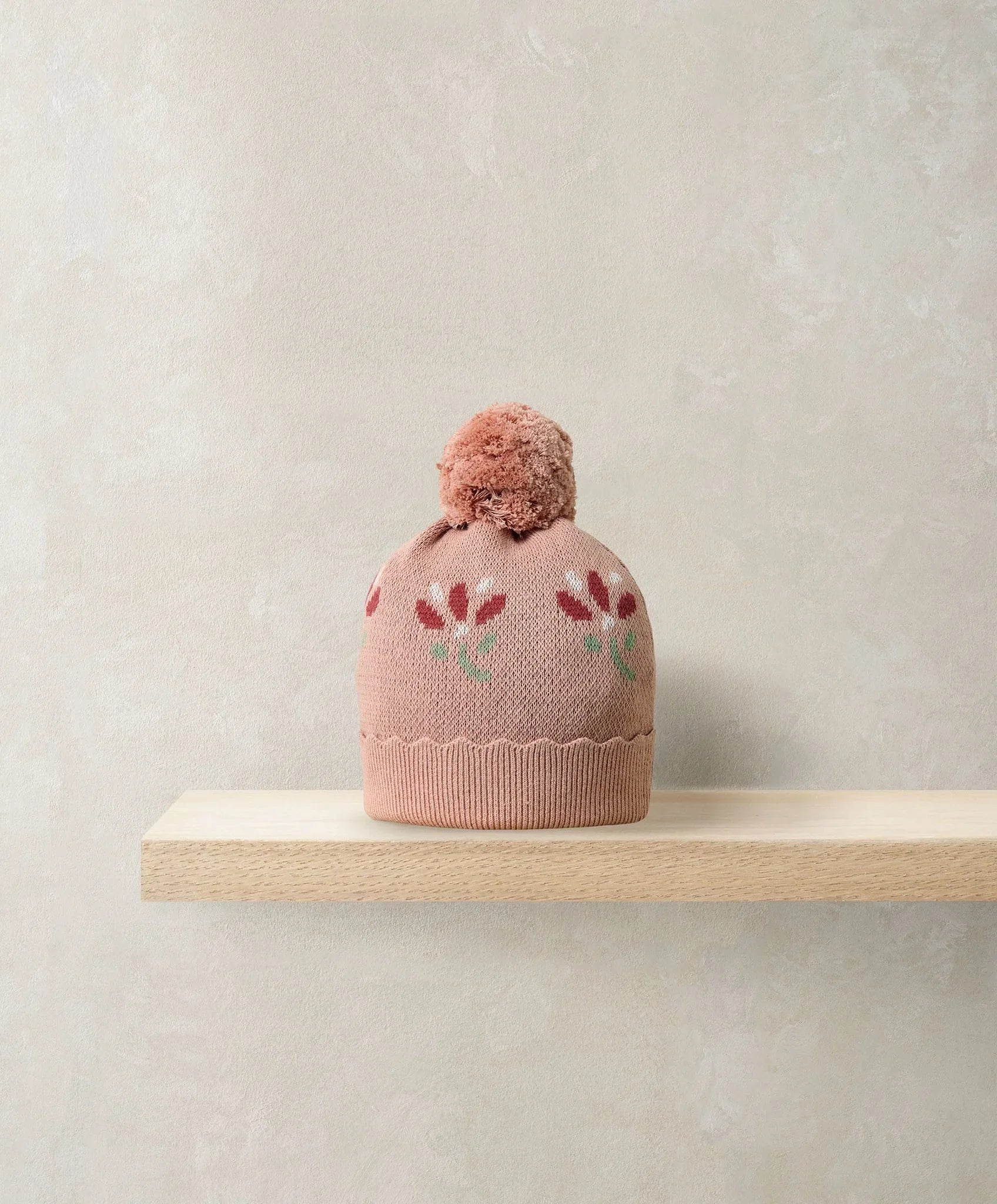 Mamas & Papas Jacquard Floral Knit Hat & Pom Pom Beanie