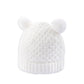 Rib Knit Hat & Pom Poms - White