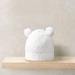Mamas & Papas Rib Knit Hat & Pom Poms - White Beanie