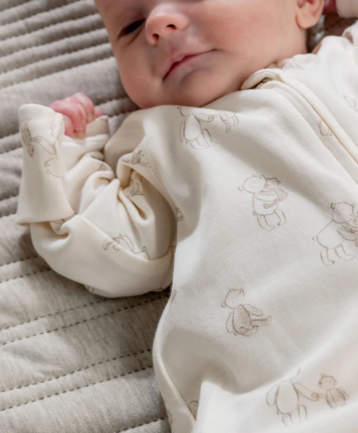 Bear Print All In One - Cream